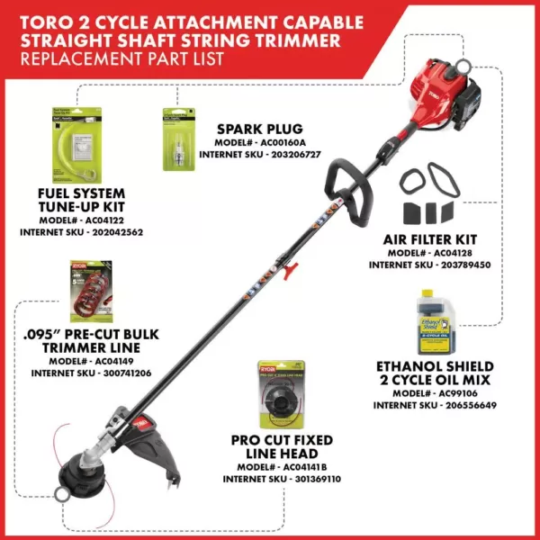 Toro 2-Cycle 25.4cc Attachment Capable Straight Shaft Gas String Trimmer