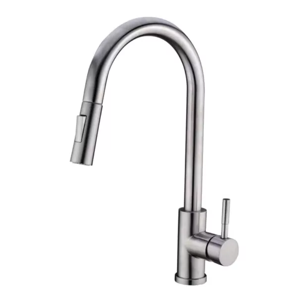 Vanity Art 16.7 in. Single-Handle Pull-Down Sprayer Kitchen Faucet in Brushed Nickel