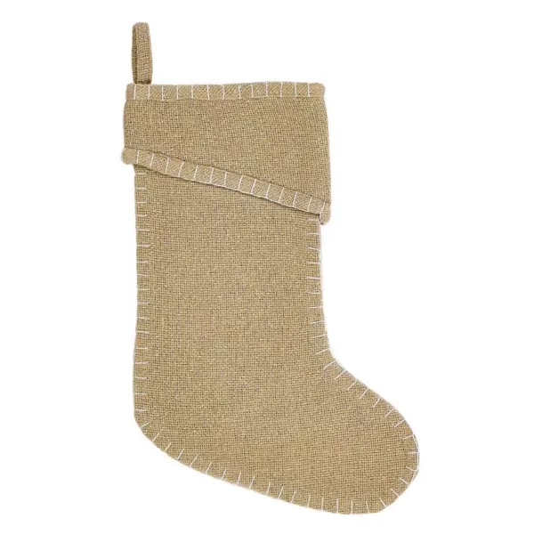 VHC Brands 15 in. Cotton Natural Nowell Farmhouse Christmas Decor Stocking