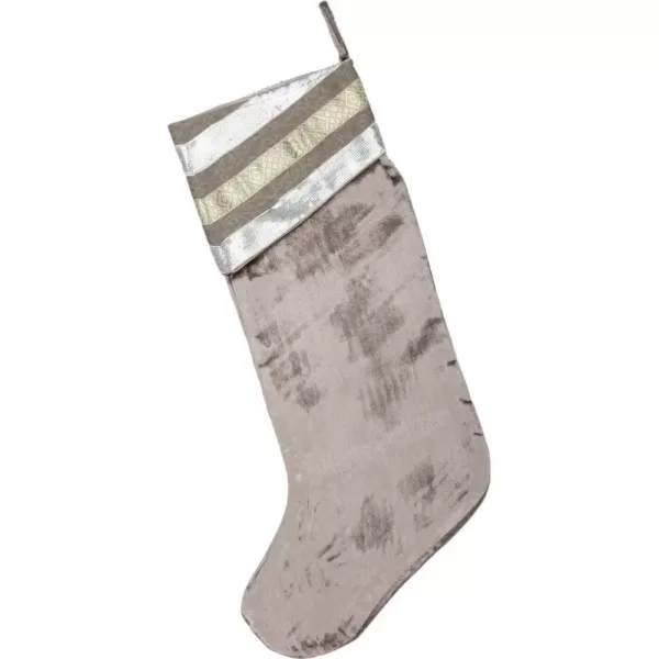 VHC Brands 20 in. Viscose/Polyester Allura Dove Grey Glam Christmas Decor Stocking