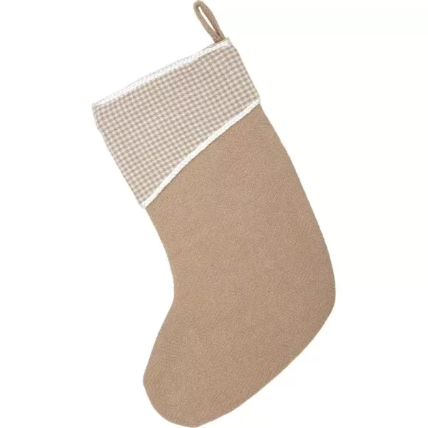 VHC Brands 15 in. Cotton Pearlescent Natural Tan Coastal Christmas Decor Stocking