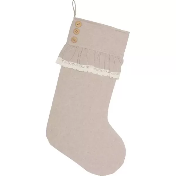 VHC Brands 20 in. Cotton Carol Khaki Tan Farmhouse Christmas Decor Chambray Stocking