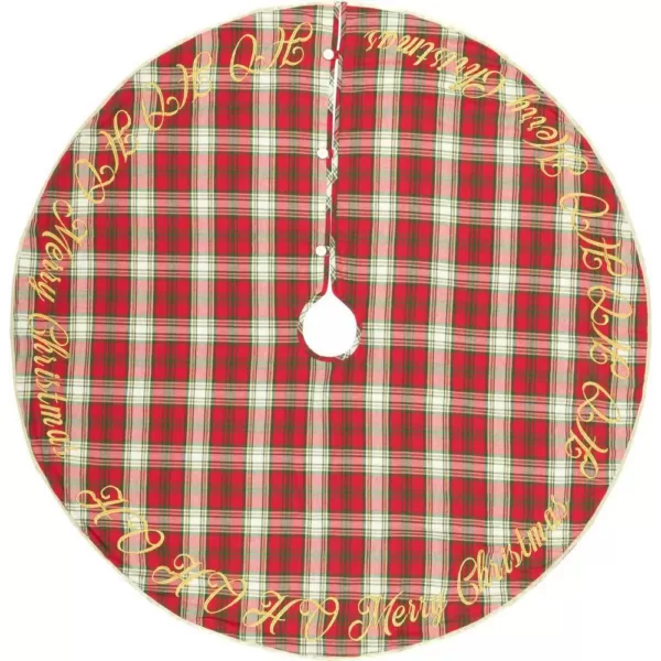 VHC Brands 55 in. Holiday Cherry Red Farmhouse Christmas Decor Tree Skirt