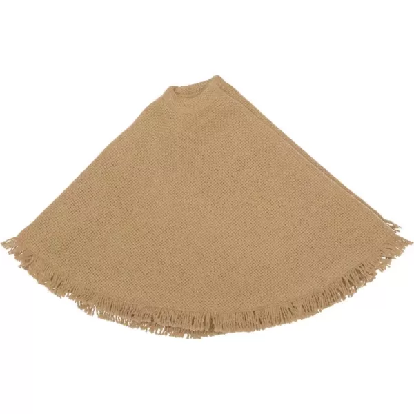 VHC Brands 21 in. Natural Festive Burlap Farmhouse Christmas Decor Mini Tree Skirt