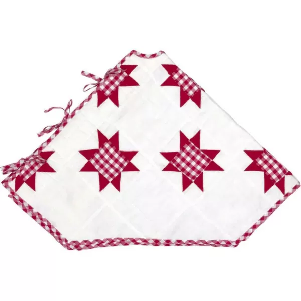 VHC Brands 55 in. Red Emmie Farmhouse Christmas Decor Patchwork Tree Skirt