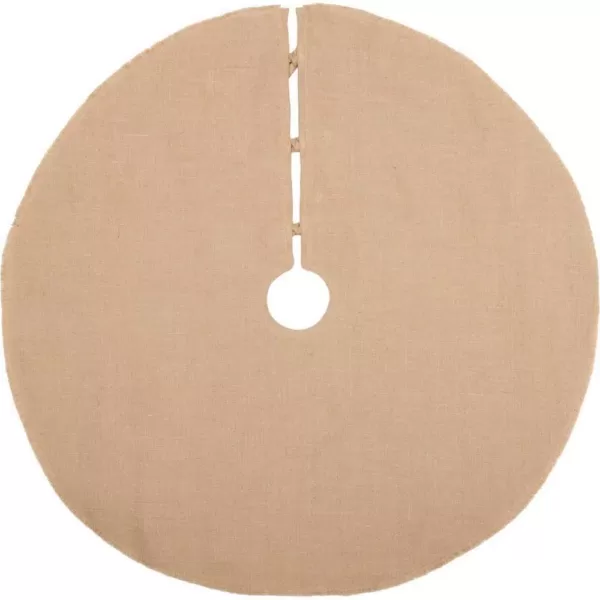 VHC Brands 48 in. Jute Burlap Poinsettia Natural Tan Holiday Decor Tree Skirt