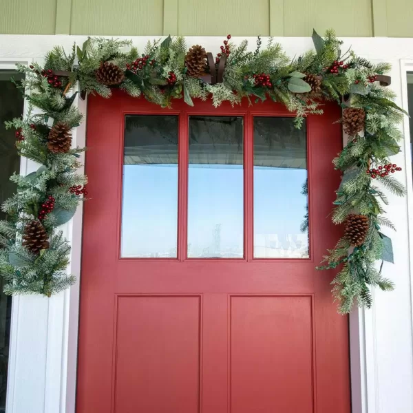 Village Lighting Company 9 ft. Pre-Lit LED Winter Frost Garland