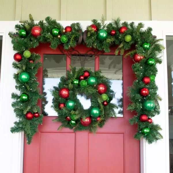 Village Lighting Company 24 in. Red and Green Christmas Cheer Wreath