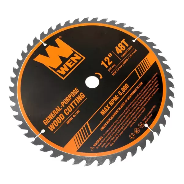 WEN 12 in. 48-Tooth Carbide-Tipped Professional Woodworking Saw Blade for Miter Saws and Table Saws