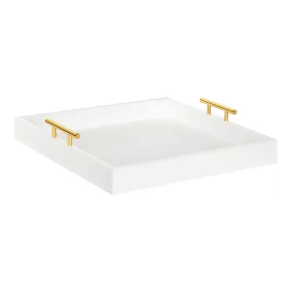 Kate and Laurel Lipton 16 in. x 16 in. x 3 in. White/Gold Decorative Wall Shelf