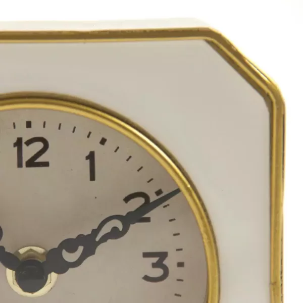 Zentique White and Gold Rounded Square Table Clock