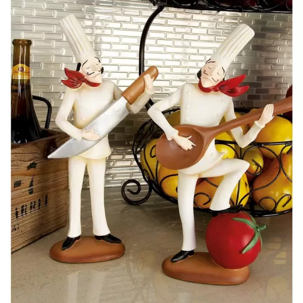 LITTON LANE 14 in. Polystone Musician Bistro Chef Decors (Set of 3)