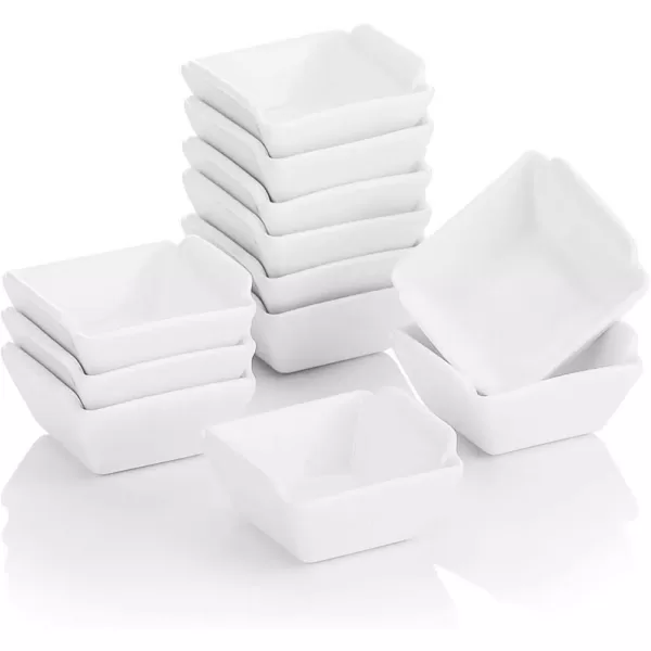 MALACASA 2.5 in. Porcelain White Ramekins Souffle Dishes Serving Bowls(Set of 12)