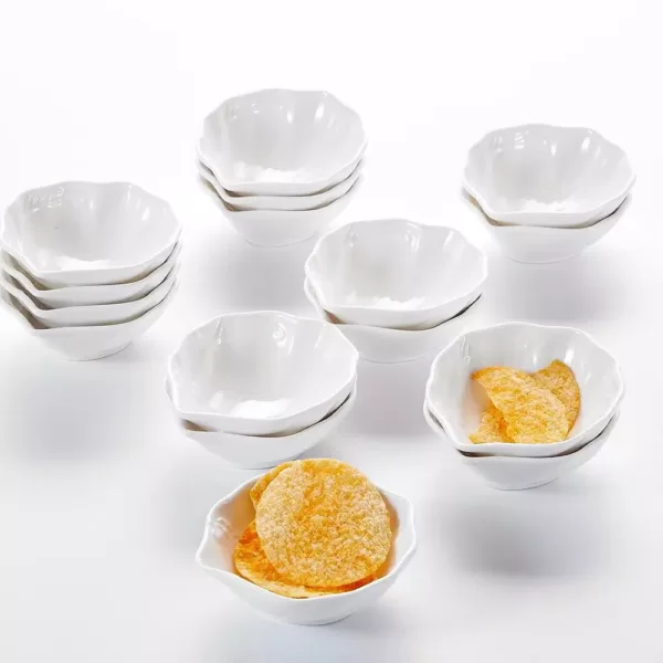 MALACASA 3.5 in. Porcelain White Ramekins Souffle Dishes Serving Bowls