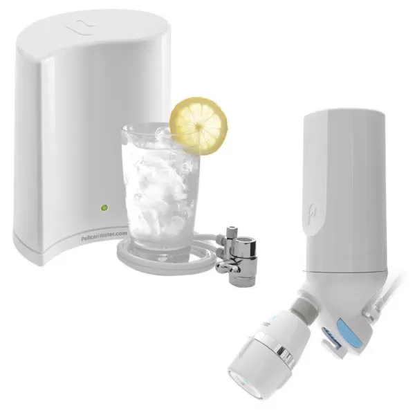 Pelican Water Premium Shower and Drinking Water Purification Counter Top Filtration System Combo