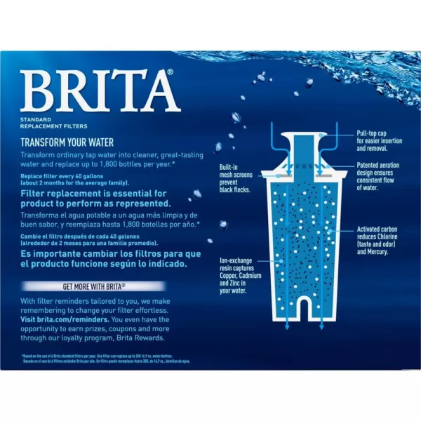 Brita Replacement Water Filter Cartridge for Water Pitcher and Dispensers (3-Pack), BPA Free