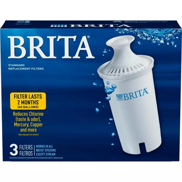 Brita Replacement Water Filter Cartridge for Water Pitcher and Dispensers (3-Pack), BPA Free