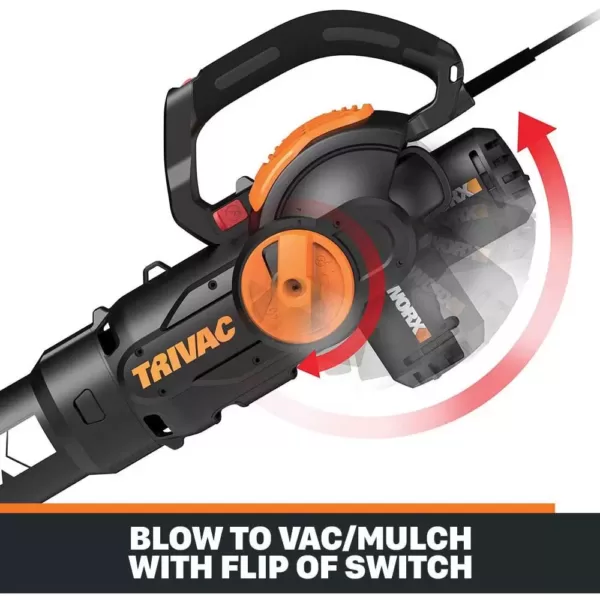 Worx 70 MPH 620 CFM 12-Amp Electric 3-in-1 Blower/Mulcher/Yard Vacuum Handheld Trivac with Shoulder Strap