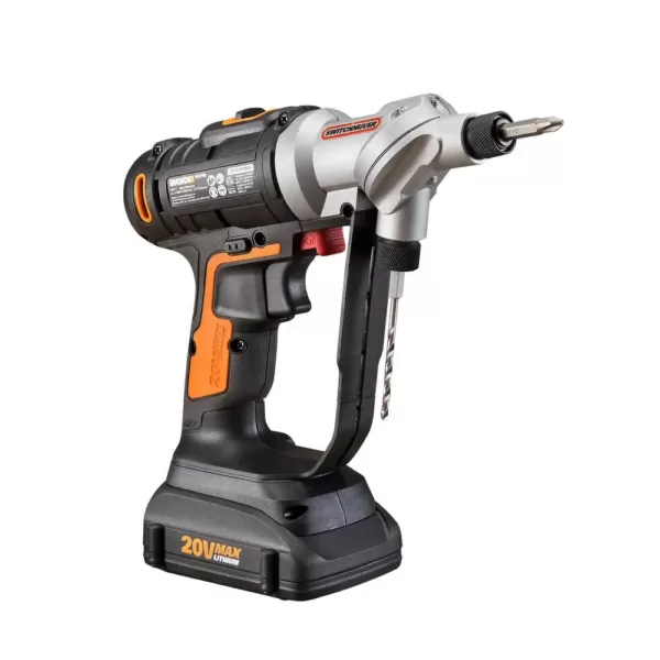 Worx POWER SHARE 20-Volt Switchdriver Cordless 1/4 in. Drill and Driver with 67-Piece Accessory Kit