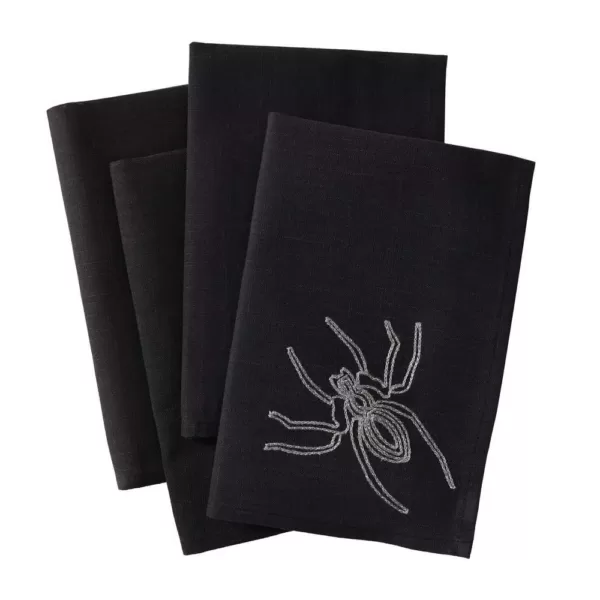 Xia Home Fashions 0.1 in. H x 20 in. W x 20 in. D Halloween Spider Web Napkins in Black (Set of 4)