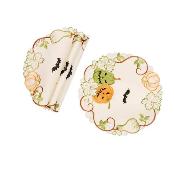 Xia Home Fashions 0.1 in. H x 16 in. W Halloween Jack-O-Lanterns Embroidered Cutwork Placemats (Set of 4)