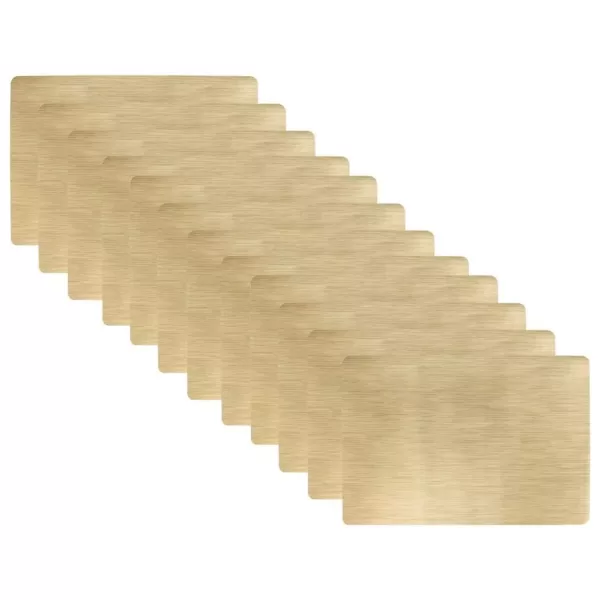 RITZ 19 in. x 13 in. Bronze Metallic Stitched PVC Placemats (Set of 12)